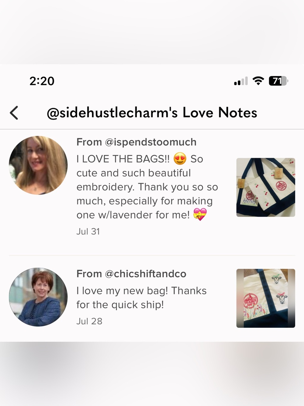 💚 Trader Joe’s Striped Mini Canvas Tote – Custom Ladybug Embroidery 🐞💚|NWT - Picture 2 of 4